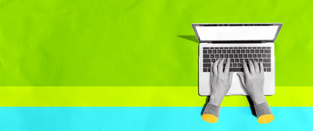 Person using a laptop computer - Photo collageの写真素材