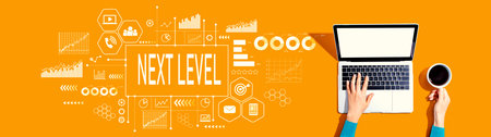 Next level concept with person using a laptopの写真素材