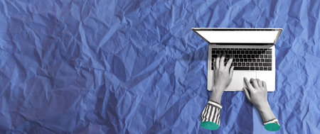Person using a laptop computer - Photo collage