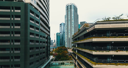 Closeup of skyscraper facade abstract urban backgroundの写真素材