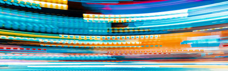 City motion blurred intersection background at nightの写真素材