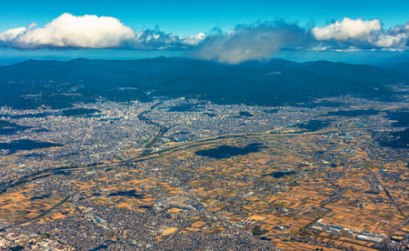Aerial view of Matsuyama, Ehime, Japanの写真素材