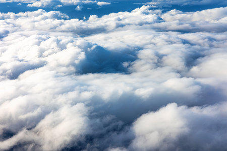 Aerial view white cloudsの写真素材