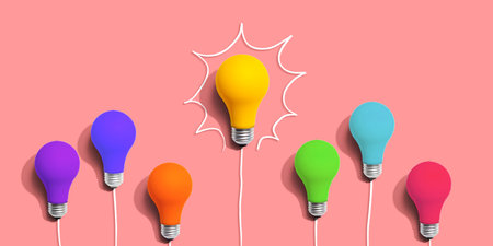 One out unique idea light bulb conceptの写真素材