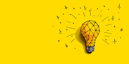 Idea light bulb with hand drawing sketch