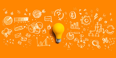 Marketing strategy concept with a light bulbの写真素材