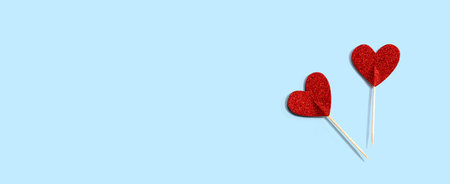 Red glitter heart picksの写真素材