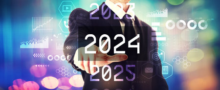 2024 New Year concept with a businessmanの写真素材