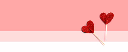 Red glitter heart picksの写真素材