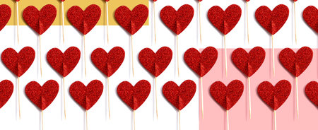 Red glitter heart picksの写真素材
