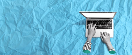 Person using a laptop computer - Photo collageの写真素材