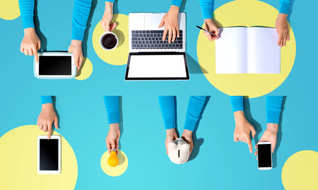 Technology devices and office suppliesの写真素材