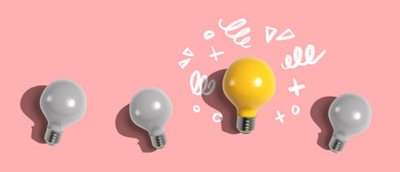 One out unique idea light bulb - Flat layの写真素材