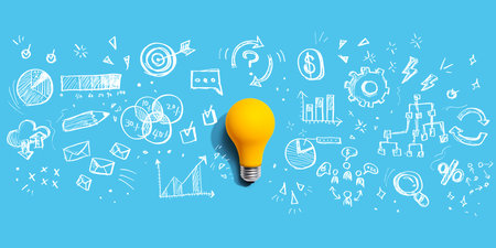 Marketing strategy concept with a light bulbの写真素材