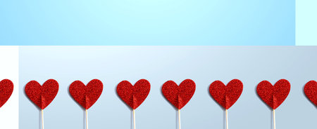 Red glitter heart picksの写真素材