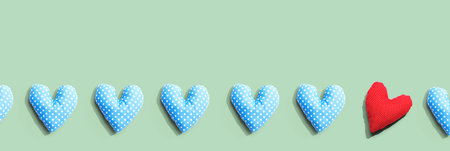 Appreciation theme with handmade heart cushionsの写真素材