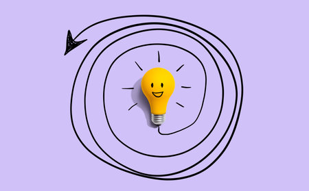 Clarifying complex ideas theme with light bulbの写真素材