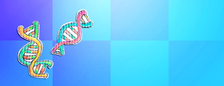 DNA Sequencing theme with cardboard craft drawingsの写真素材