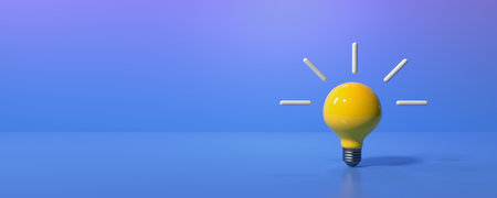 Light bulb on a colored background - 3Dの写真素材