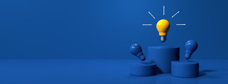 Idea light bulbs on the podiums - 3Dの写真素材