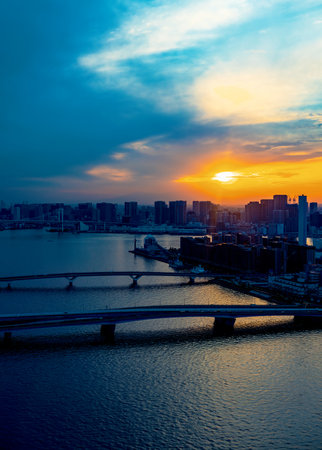 Odaiba and Tokyo Bay, Tokyoの写真素材