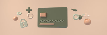 Credit card with flying geometric shapes - 3Dの写真素材