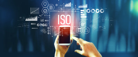 ISO theme with person using smartphoneの写真素材