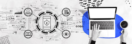 Data Privacy concept with person using a laptopの写真素材
