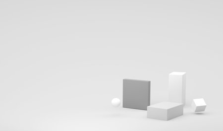 Abstract 3D render of cylinder podiumsの写真素材