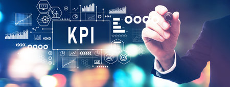 KPI - Key Performance Indicator theme with a businessman holding a markerの写真素材