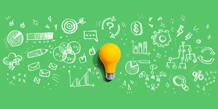 Marketing strategy concept with a light bulbの写真素材
