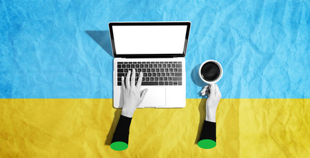 Person using a laptop computerの写真素材