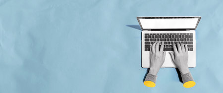 Person using a laptop computer - Photo collageの写真素材