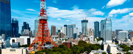 Aerial view of Minato, Tokyo, Japanの写真素材