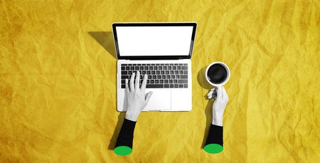 Person using a laptop computerの写真素材