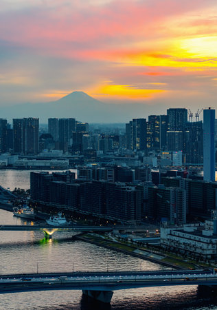 View of Mount Fuji from Tokyoの写真素材