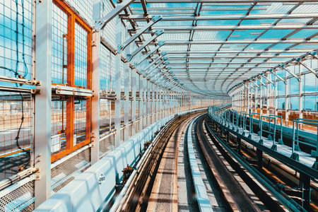 View of Tokyo from the automated monorailの写真素材