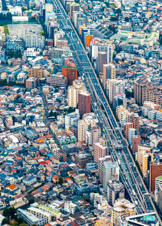 Aerial view of Minato, Tokyo, Japanの写真素材