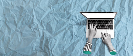 Person using a laptop computer - Photo collageの写真素材