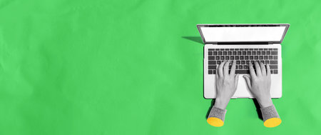 Person using a laptop computer - Photo collageの写真素材