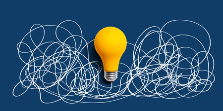 Clarifying complex ideas theme with light bulbの写真素材