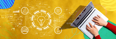Great idea for success concept with person using a laptopの写真素材
