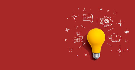 Brainstorming concept with a light bulbの写真素材