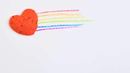 LGBT Heart and lines, lgbt icons on white background, rainbow drawing, pastel colors drawing and...