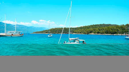 Sailboats and yachts in the Adriatic Sea in Croatia