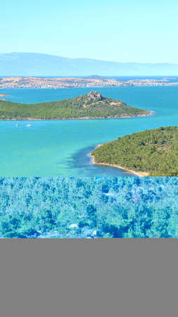 Aerial view of the turquoise waters of the Adriatic Sea in Croatia