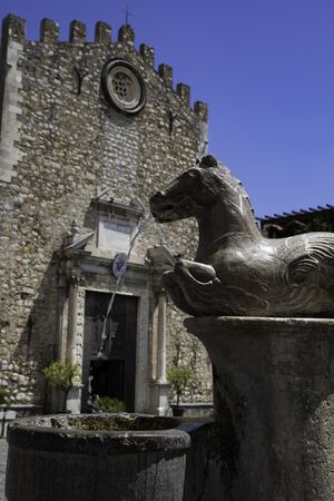 Fountain in Piazza Duomo in Taorminaの写真素材