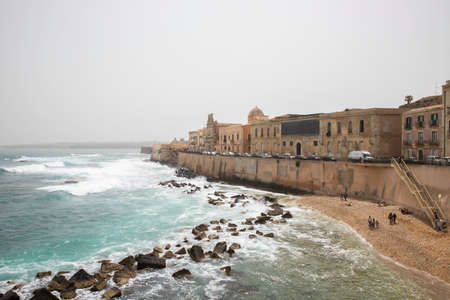 Shore view of Ortigia in Sicilyのeditorial素材