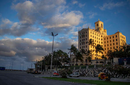 The Nacional Hotel in Havana, in Cuba during the sunsetのeditorial素材