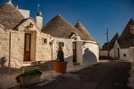 One of the streets in Alberobello with Trulli houses, in Apulia, Italyのeditorial素材